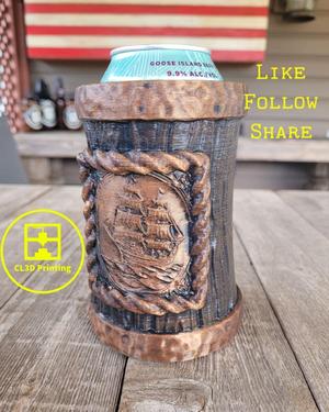 The Seafarer Wood Can Koozie with Rope Border