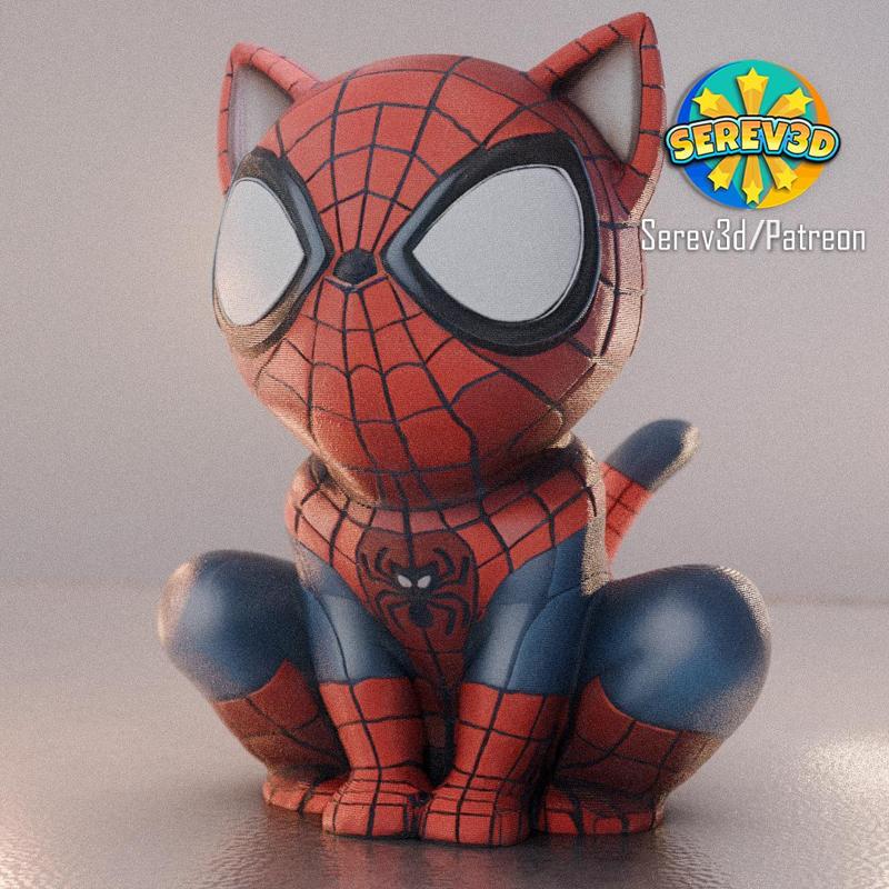 Spider Cat – Spiderman Cosplay Cat – 3D print STL and multicolor 3MF file