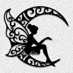 Garden FAIRY MOON wall art forest fairie in space home decor