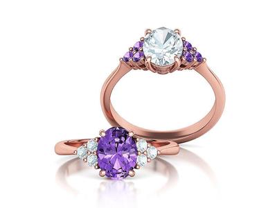 1ct Oval Cut Diamond Engagement Ring 8×6 Oval Stone 3dmodel