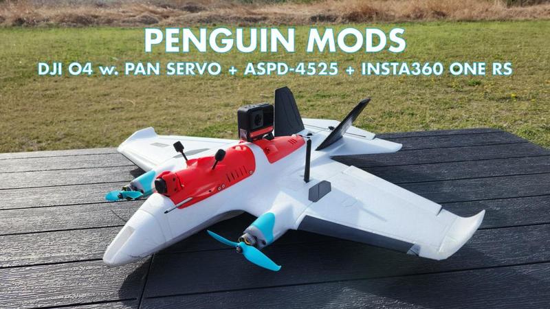AtomRC Penguin Multi Purpose Canopy + Back Cover Mod – DJI O3 / O4 Pro + Pan Servo, Airspeed Sensor, Insta360 ONE RS