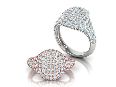 Womens Diamond Signet ring  Gold signet rings 3dmodels