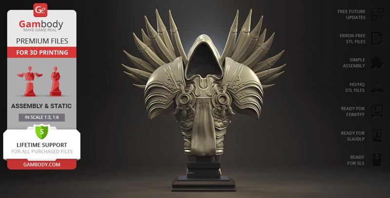 Tyrael Bust STL files for 3D Printing | Assembly Model