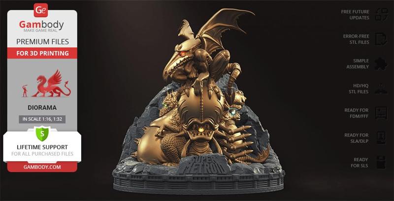 Super Metroid Golden Statues STL files for 3D Printing | Assembly Model