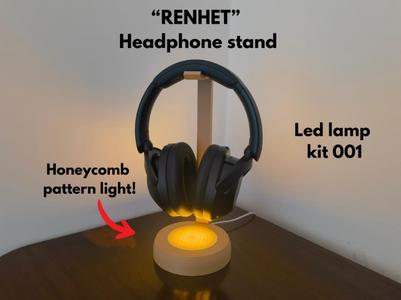 “RENHET” headphone stand with light, ledlampkit001