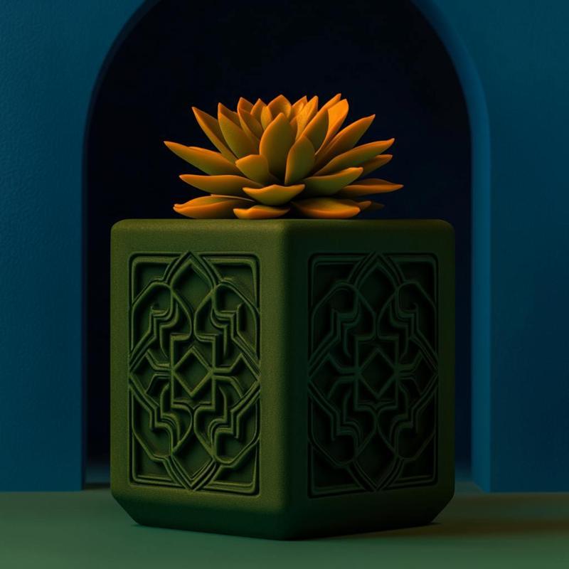 Arabesque Bloom Planter – Decorative Succulent Holder with Intricate Patterns