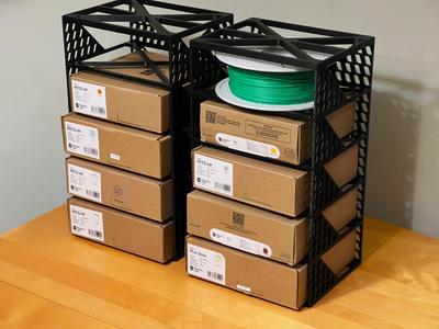 Filament storage stack Bambu boxes stackable trays