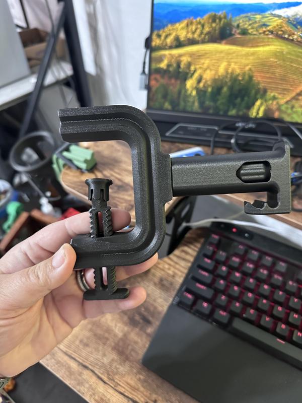 Tall Desk Clamp Modular System – Spool Holder, Cup Holder, Headphone Stand all in one desk clamp