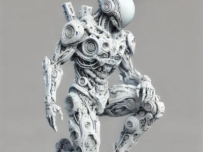 Cyberpunk robot statue