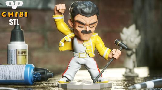 Freddie Mercury Chibi STL for 3D Printing ChibiSTL 3DXM