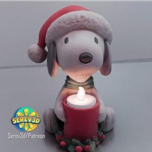 Christmas Snoopy – Candle Holder – 3D print STL and multicolor 3MF file