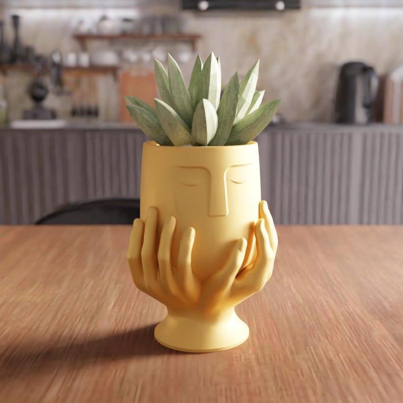 3D Hand Holding Planter STL File – Unique Gift for Woman, Human Hand Flower Vase, Desk Planter, Cute Indoor Vase, 3D Printing File