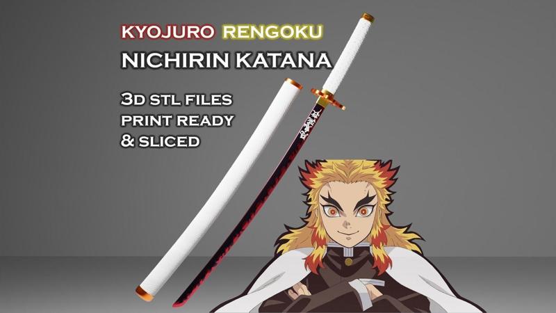 Rengoku Nichirin Katana — Demon – Slayer — Sliced Print Ready