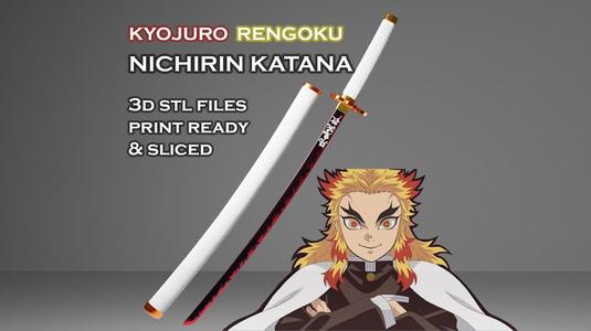 Rengoku Nichirin Katana — Demon – Slayer — Sliced Print Ready