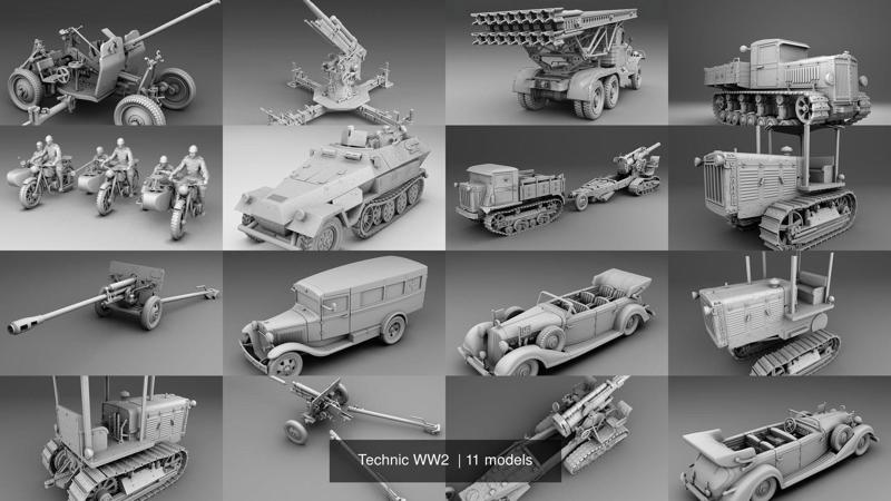 Technic WW2  3D Model Collection