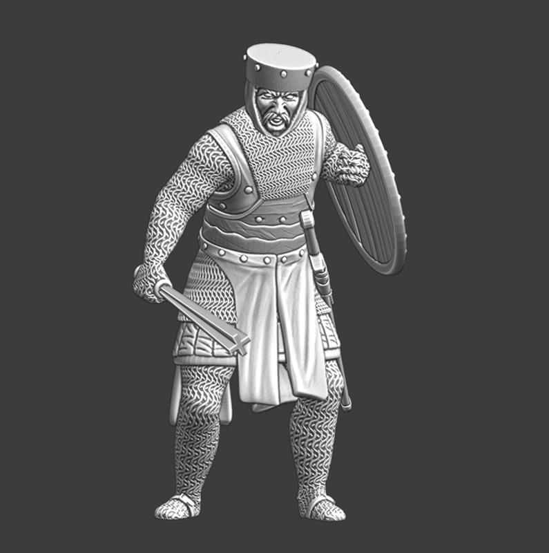 Medieval infantryman with barmace