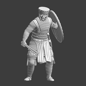 Medieval infantryman with barmace