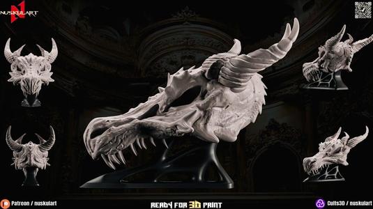 Dragon Skull Decor with Holder 3D Printing Stl