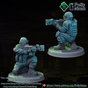 Tabletop miniature sci-fi cyberpunk fantasy. SWAT soldier