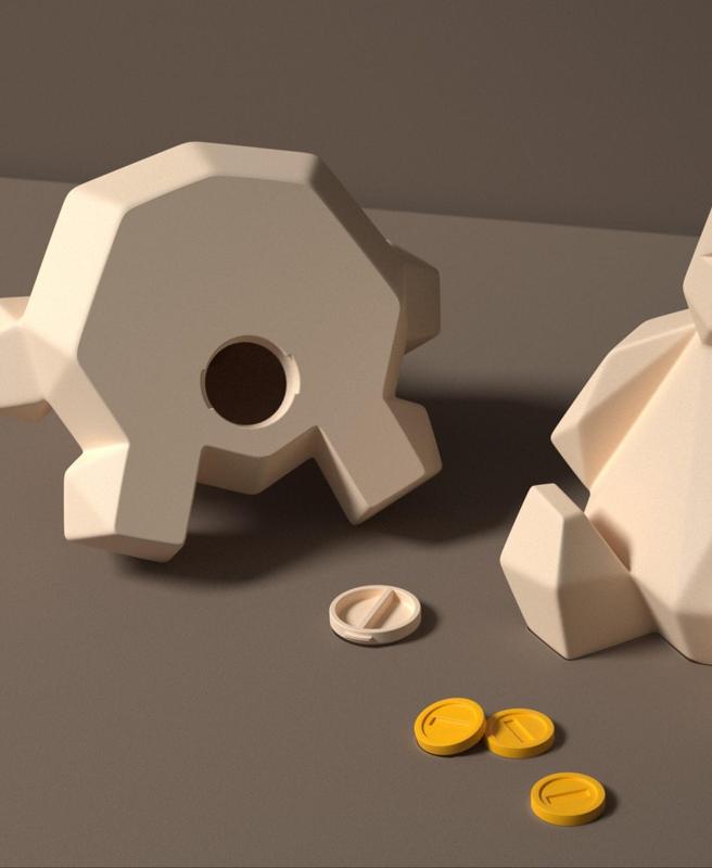 Low-poly Snorlax – Piggy Bank