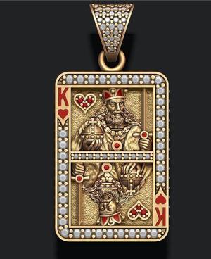 Heart king playing card pendant