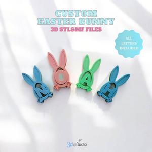 Custom Easter Egg Bunny 3D STL& MF Files , Alphabet 3D Stl Files , Letters 3D Print Files, 3D Printable Egg Models
