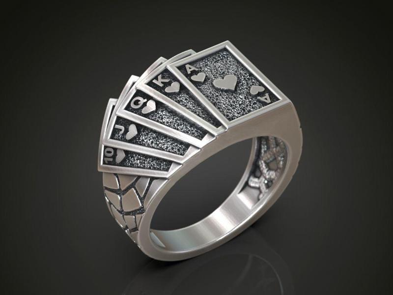 Ring playing cards poker hearts royal flush