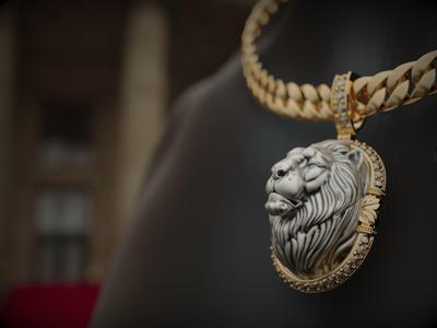 Classic Jewelry pendant Lion head with diamonds