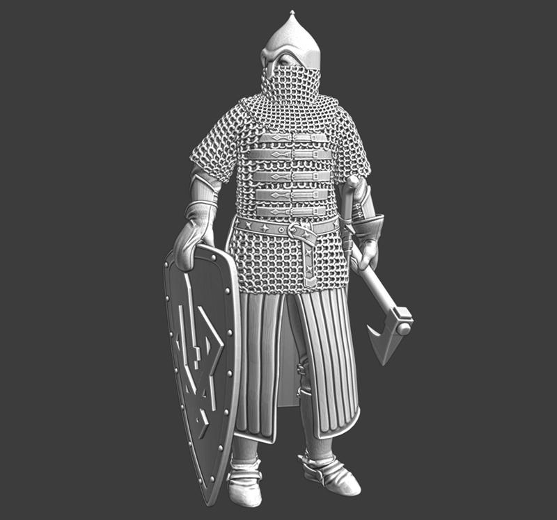 Medieval Kyiv Warrior axe and shield