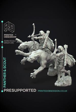 Panther & Scout – Elf and Familar – 4 Models – PRESUPPORTED – 32mm Scale