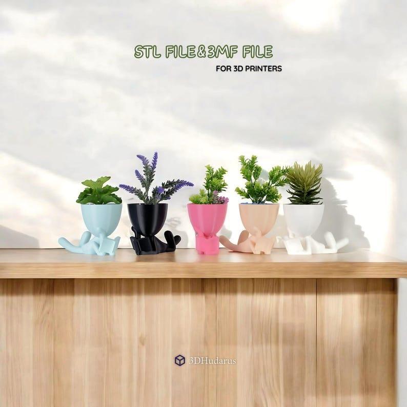 Book Reading PlantBuddy Vase 3D Print Stl Files, 3D Planter Print Files, Vase Printer Items, 3D Home Decor Gift Idea