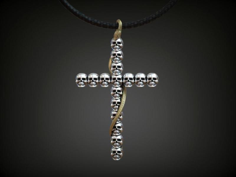 Cross skulls serpent snake biker gothic