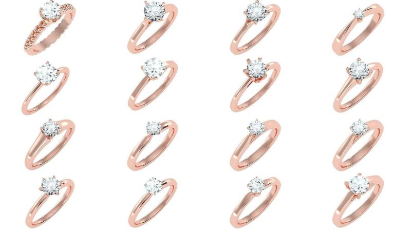 135 solo diamond solitaire wedding engagement women rings 3D Model Collection