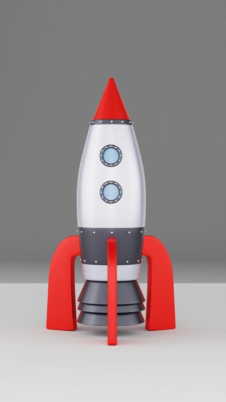 Retro Rocket 3D Printable Cartoon Spaceship