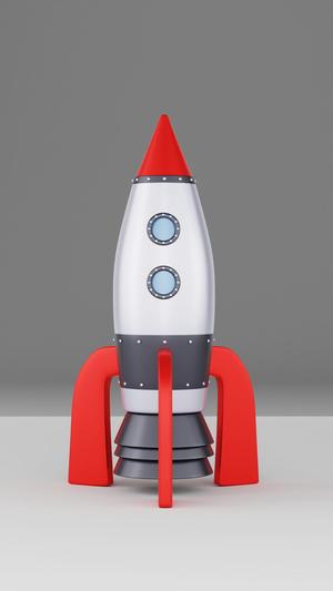 Retro Rocket 3D Printable Cartoon Spaceship