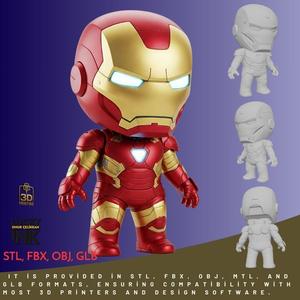 Mini Hero Iron Man Style Figure 3D Printable STL FBX OBJ GLB