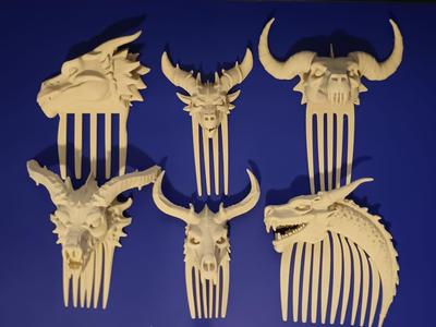 Dragon Skull Hair Combs – Set 02