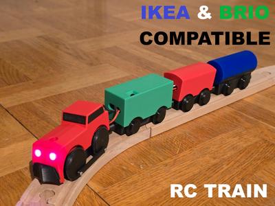 RC Train Set w. Headlights, IKEA & BRIO Compatible