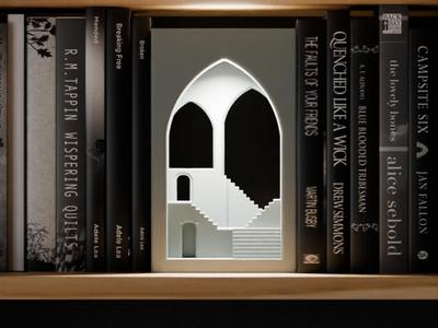 Book Nook Lamp. Mystical Temple Book End light