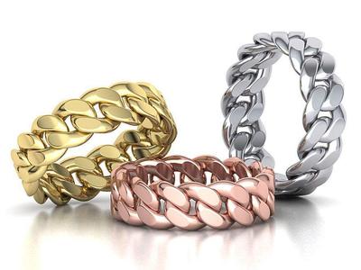 Cuban Link Chain Ring Stackble Ring 7mm wide