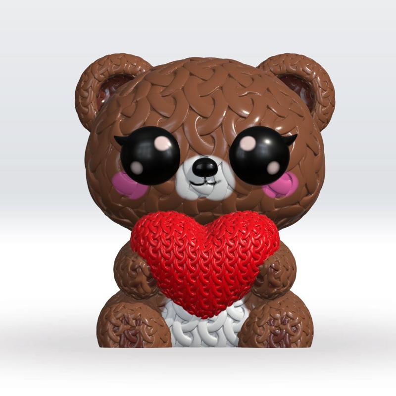 Knitted Bear Multicolor 3D Model STL file Cute Knitted