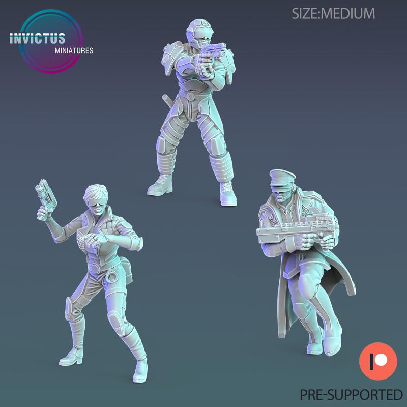 Cyber Police Set / City Officer / Cyberpunk Warrior / Alien Soldier / Mysterious Colonist / Space Assasin / Cosmic Invasion / Trooper Attack / Human Settler / Sci-Fi Encounter