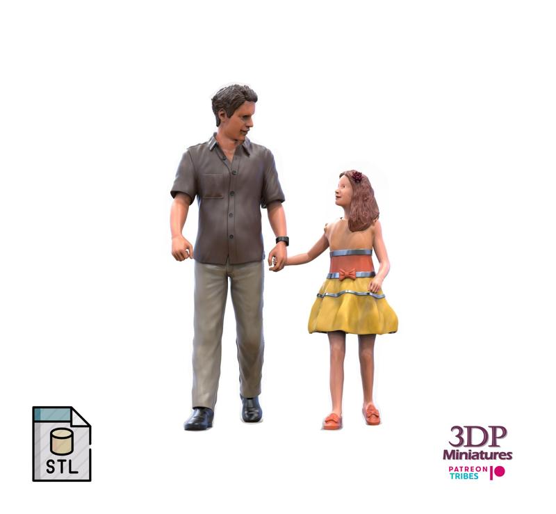 N2 Man with child walking 3D print model