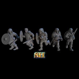 Squad of 5 Mercenary Swordsmen Miniatures