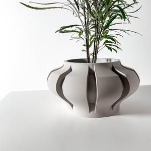 The Ariko Planter Pot with Drainage Tray & Stand Included: Modern and Unique Home Decor for Plants and Succulents  | STL File