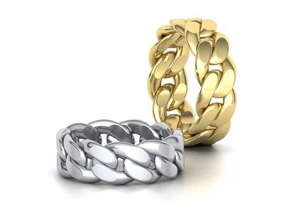 Cuban Link Chain Ring Stackble Ring 8mm wide