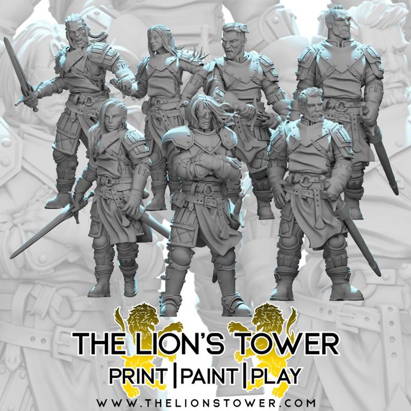 Mercenary Company (Set of 7 x 32mm scale presupported miniatures)