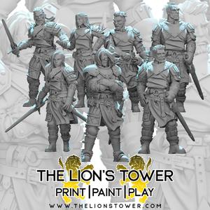 Mercenary Company (Set of 7 x 32mm scale presupported miniatures)
