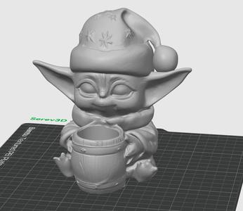 Christmas Grogu – Xmas Candle Holder – 3D print STL and multicolor 3MF file