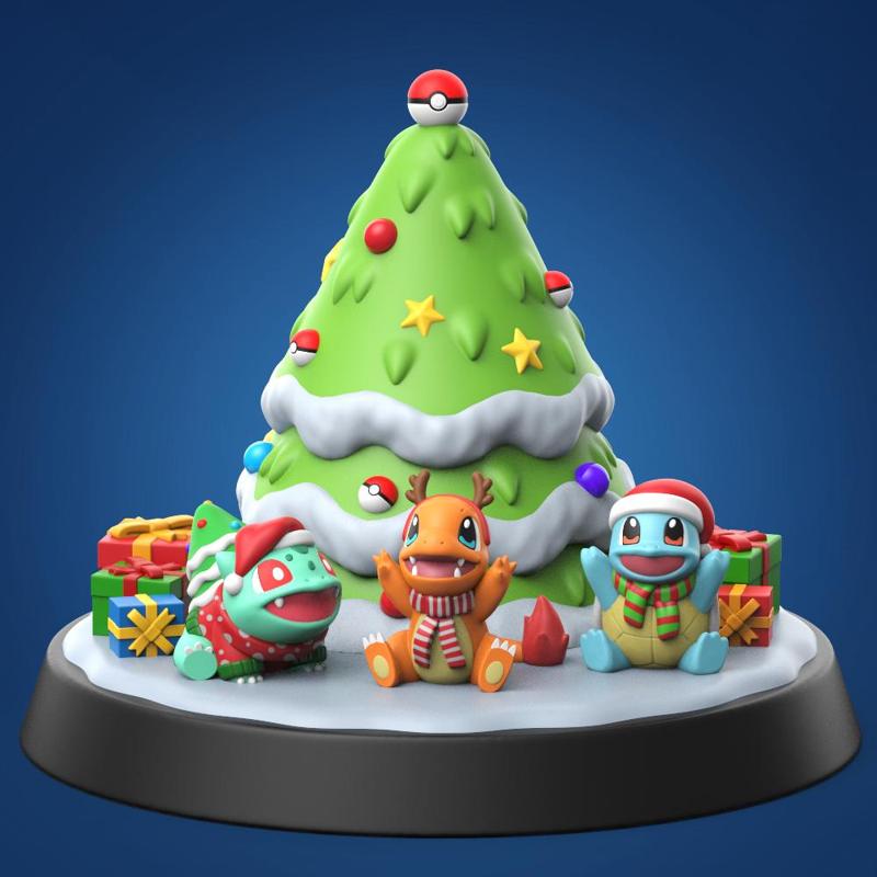 Christmas Pokemon 3 Kanto Starter (Easy Print No Supports)